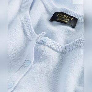 Charter Club 100% Cashmere Crewneck Cardigan Light Sky Blue Sweater Size XL